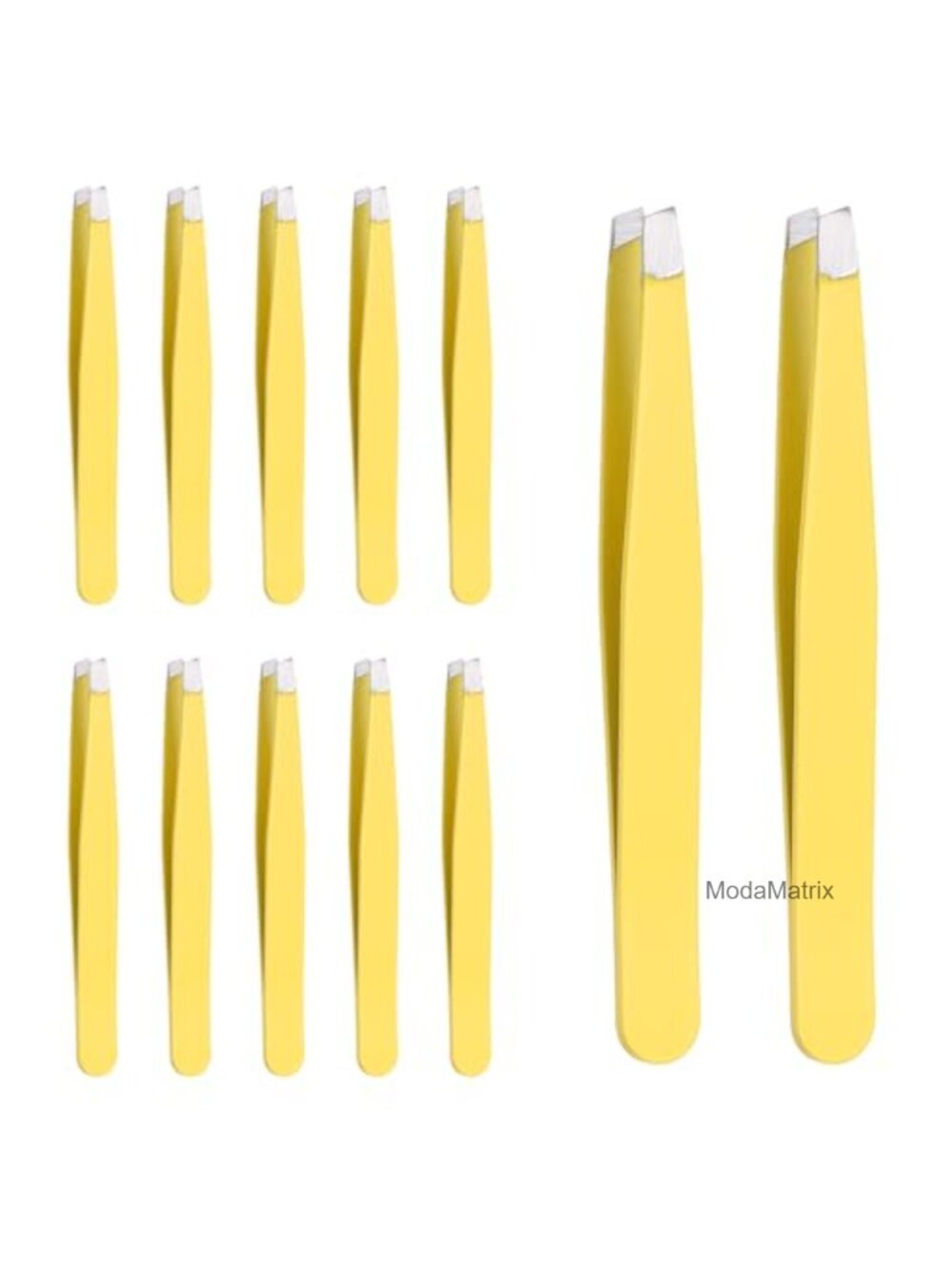 12pc Stainless Steel Eyebrow Tweezers Set Slanted Tip Precision Hair Removal